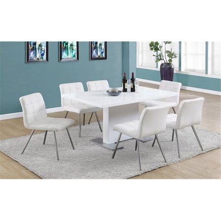 DAPHNES DINNETTE 32 H in. White Leather-Look and Chrome Metal Dining Chair - 2 Pieces DA2648363